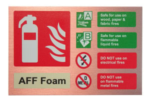 Contempo AFF Foam Extinguisher ID Sign - Landscape - Antique Copper