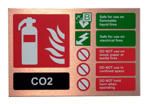 Contempo CO2 Extinguisher ID Sign - Landscape - Antique Copper